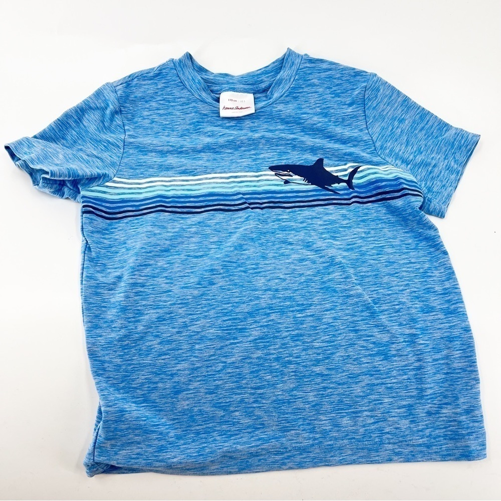 ✅ Hanna Andersson BOYS BLUE Shark SHORT SLEEVE T-Shirt SIZE 110 (5)‎